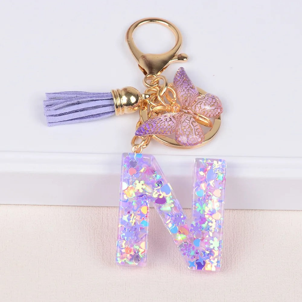 🔥Butterfly Letter Keychain Tassel Design Vibrant Durable Lightweight Gift